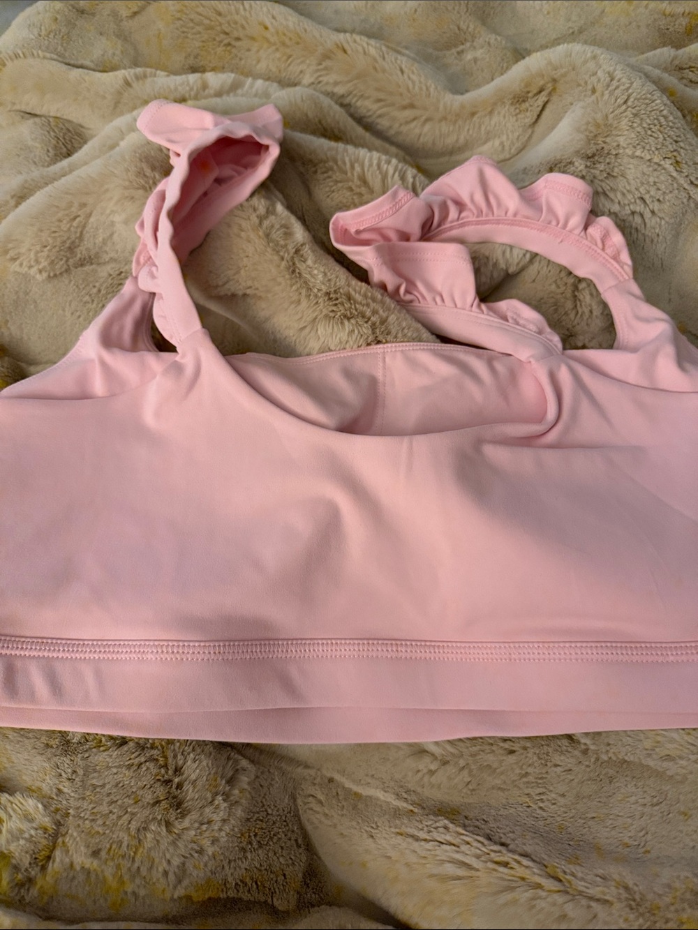 Blogilates Light Pink Ruffle-Strap Sports Bra - Picture 3 of 4